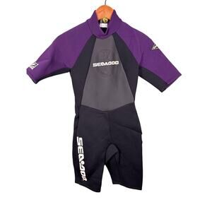 Sea Doo Wetsuit Women's Size 9-10 Black Purple Swimming Diving‎ Snorkeling Gear